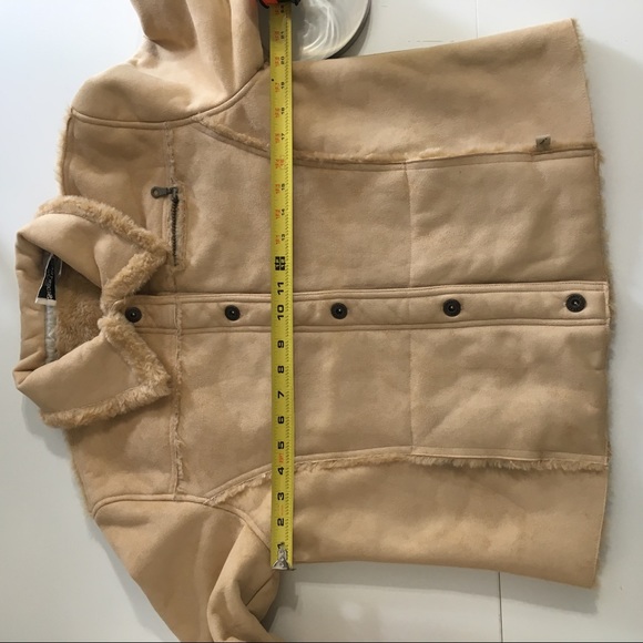 Faux Suede Sherpa Truckers Jacket Washable Sz L - Picture 5 of 8